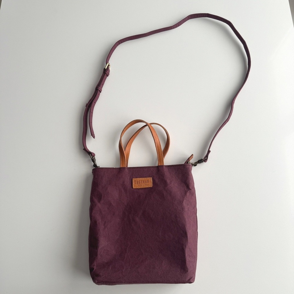 Uashmama Nina Washable Aggo Paper and Leather Plum Crossbody Bag Purse